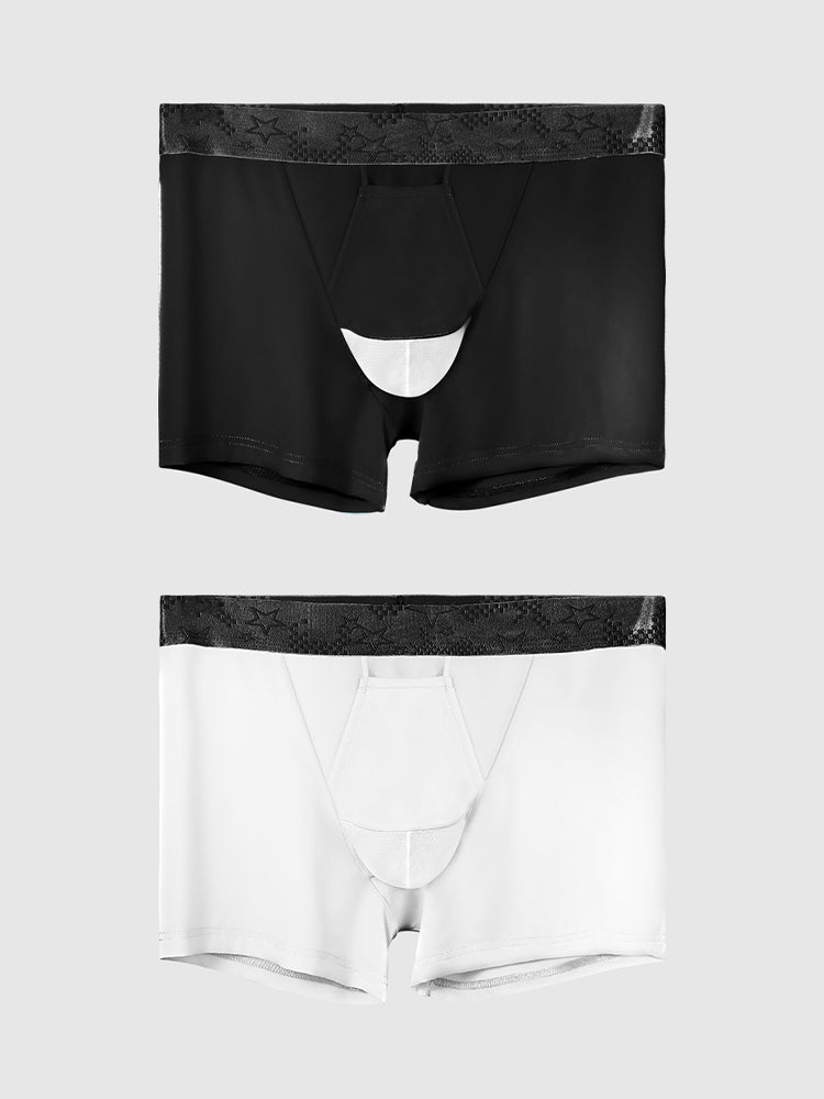 2 Men's Ultra-Thin Ice Silk Detachable Gusset Breathable Trunks | dmunderwear variant image