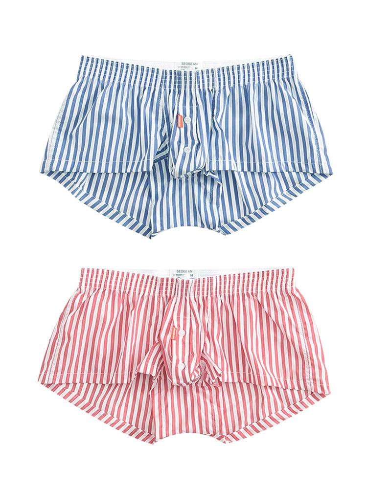 2 Pack Men's Classic Striped Trunks with Button Fly | dmunderwear variant image