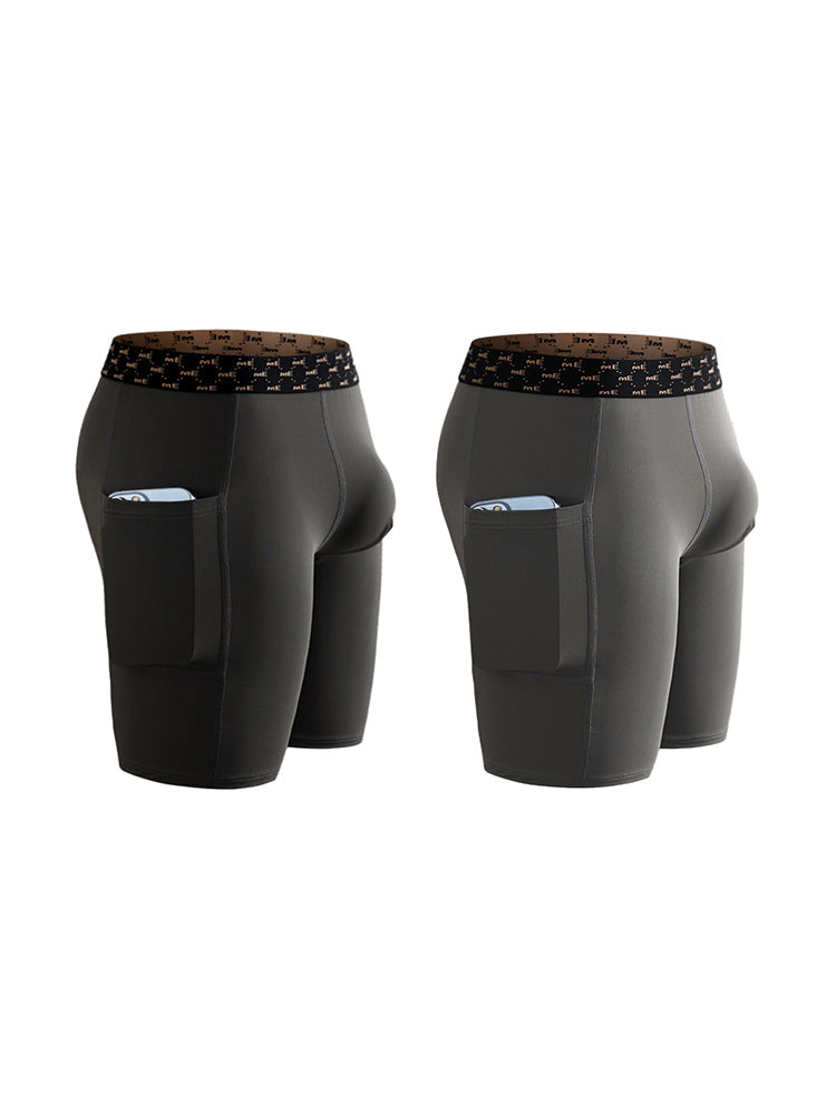 2 Pack Men's Compression Boxer Shorts with Side Pocket | dmunderwear variant image