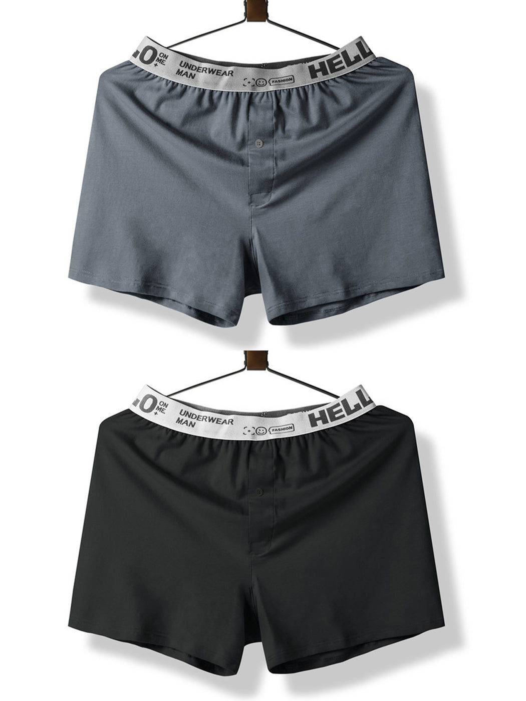 2 Pack Men's Woven Cotton Boxer Shorts With Button Fly | dmunderwear variant image