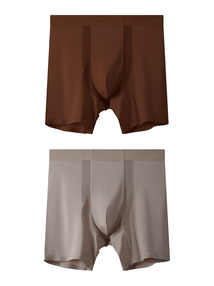 2 Pack Men's Anti-Chafing Modal No-Ride-Up & Roll-Free Design Boxer Briefs | dmunderwear variant image