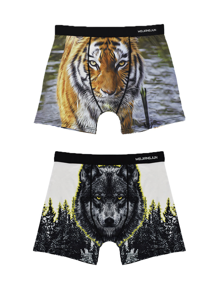 2 Pack Men's Bold Prints Seamless Comfort Smooth Touch Boxer Briefs | dmunderwear variant image