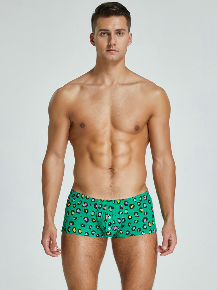 2 Pack Men's Breathable Cotton Printed Low-Rise Seamless Comfort Trunks | dmunderwear detail image 1