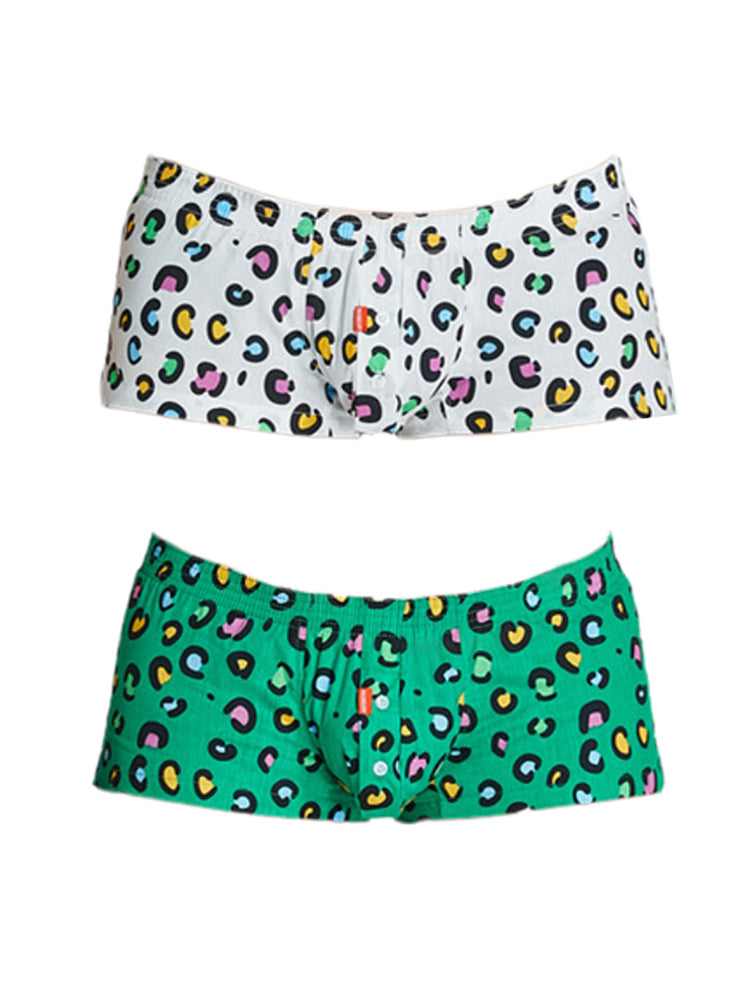 2 Pack Men's Breathable Cotton Printed Low-Rise Seamless Comfort Trunks | dmunderwear detail image 7