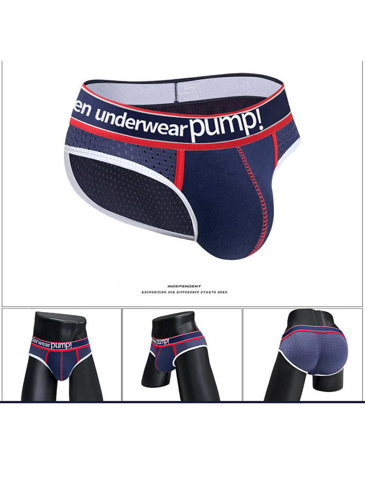 2 Pack Men's Breathable Mesh Comfortable U-convex Large Pouch Sports Briefs | dmunderwear detail image 1