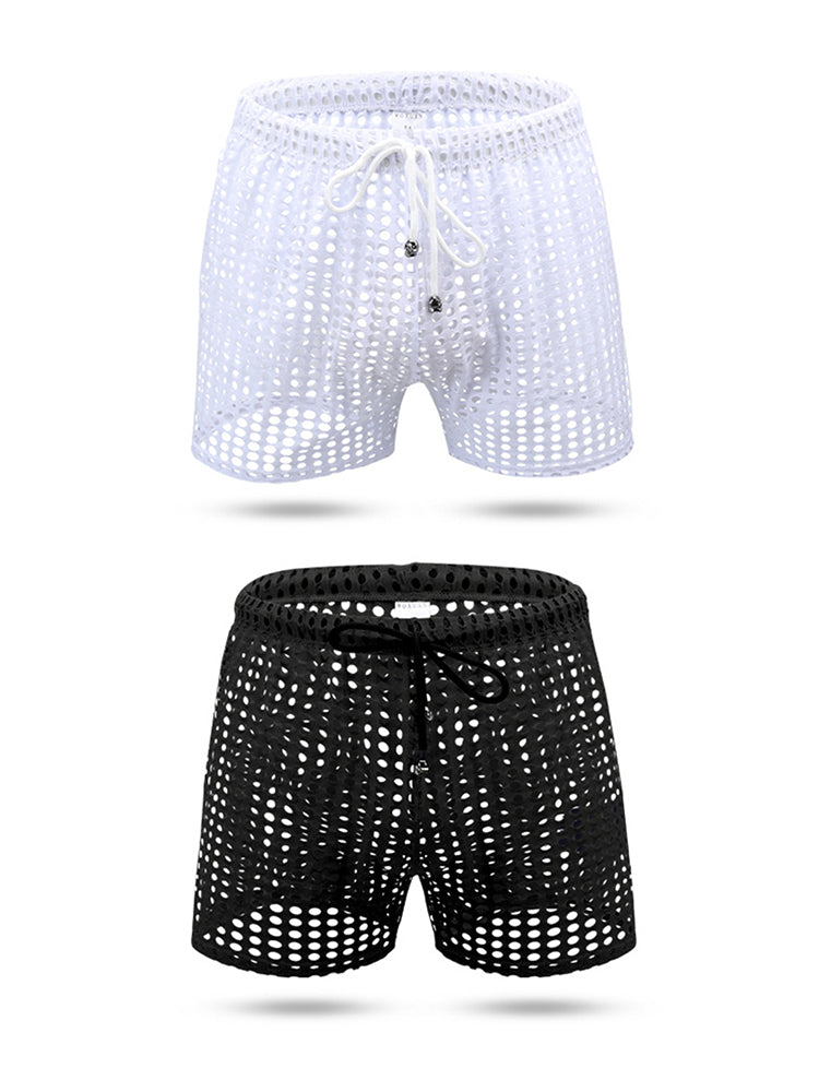 2 Pack Men's Mesh See-Through Shorts with Drawstring Waist | dmunderwear variant image