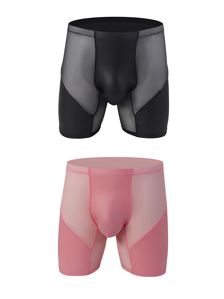 2 Pack Men's Casual Sports Transparent Mesh Midway Briefs | dmunderwear variant image