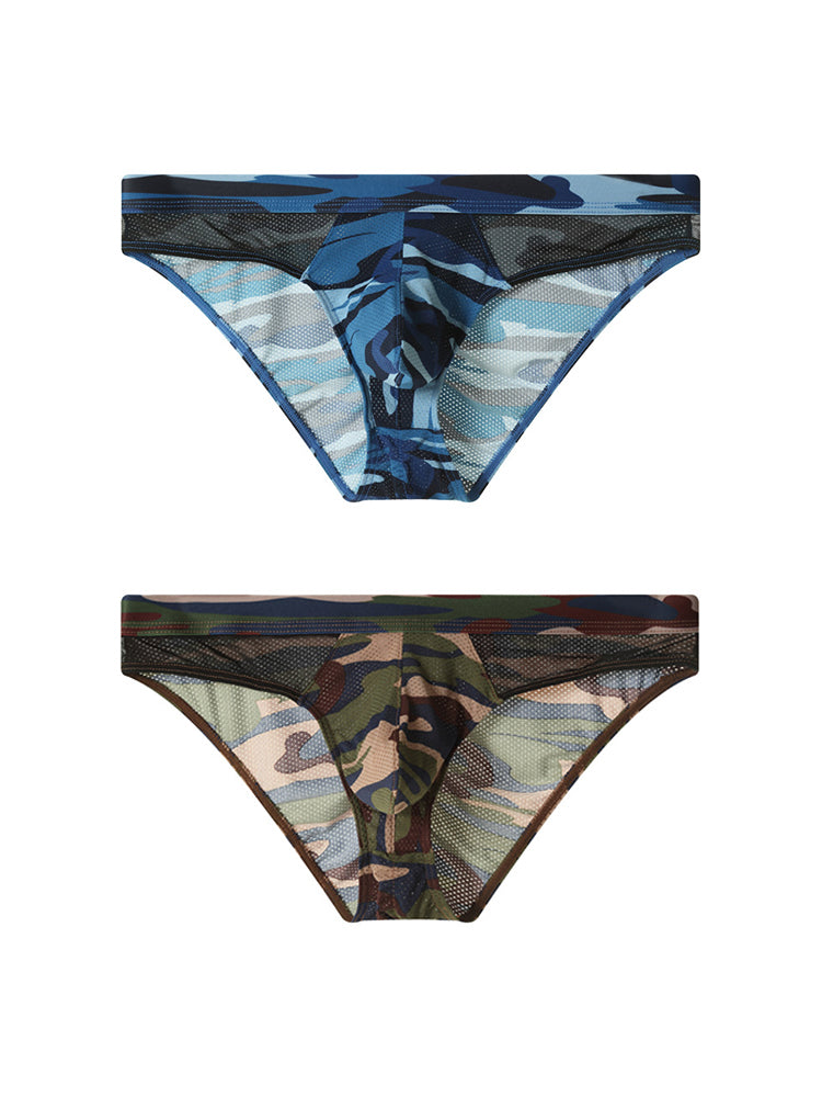 2 Pack Men's Classic Camo Mesh U-Shaped Pouch Breathable Briefs | dmunderwear variant image