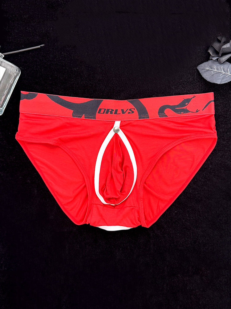2 Pack Men's Detachable Pouch Open-Crotch Breathable Modal Soft Briefs | dmunderwear detail image 12