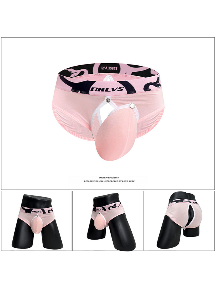 2 Pack Men's Detachable Pouch Open-Crotch Breathable Modal Soft Briefs | dmunderwear detail image 15