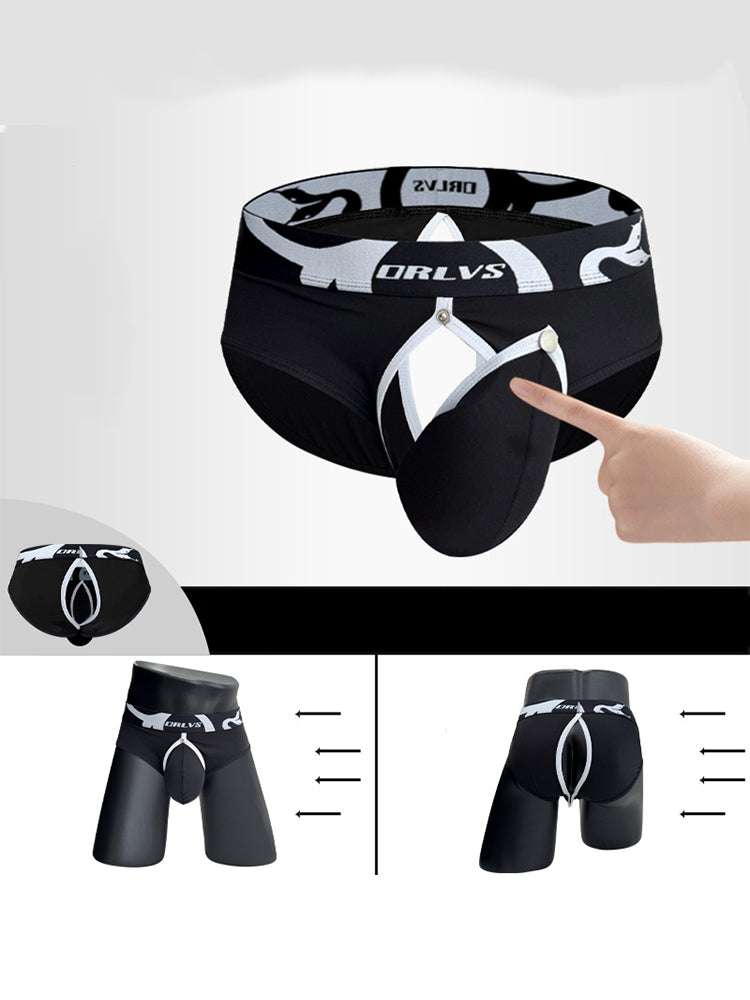 2 Pack Men's Detachable Pouch Open-Crotch Breathable Modal Soft Briefs | dmunderwear detail image 16