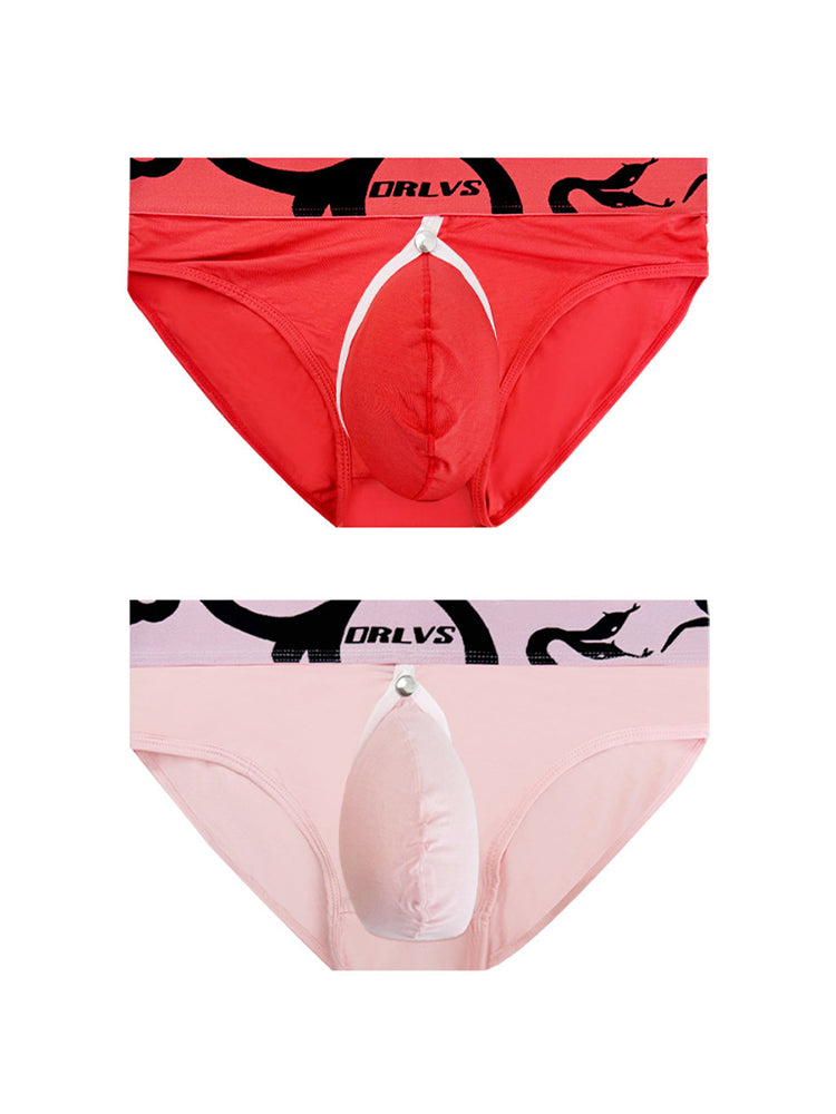 2 Pack Men's Detachable Pouch Open-Crotch Breathable Modal Soft Briefs | dmunderwear variant image