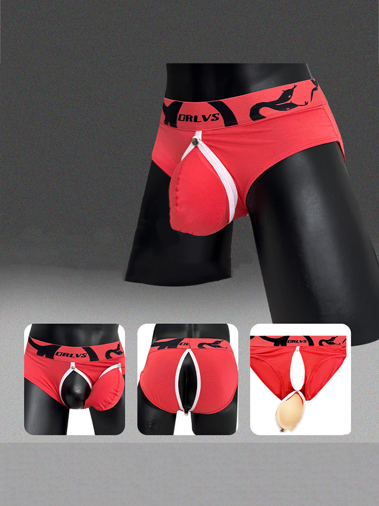 2 Pack Men's Detachable Pouch Open-Crotch Breathable Modal Soft Briefs | dmunderwear detail image 3