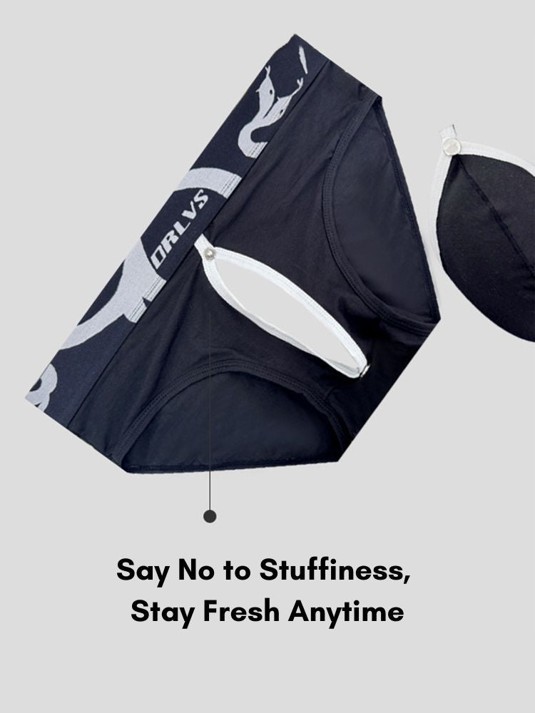 2 Pack Men's Detachable Pouch Open-Crotch Breathable Modal Soft Briefs | dmunderwear detail image 5