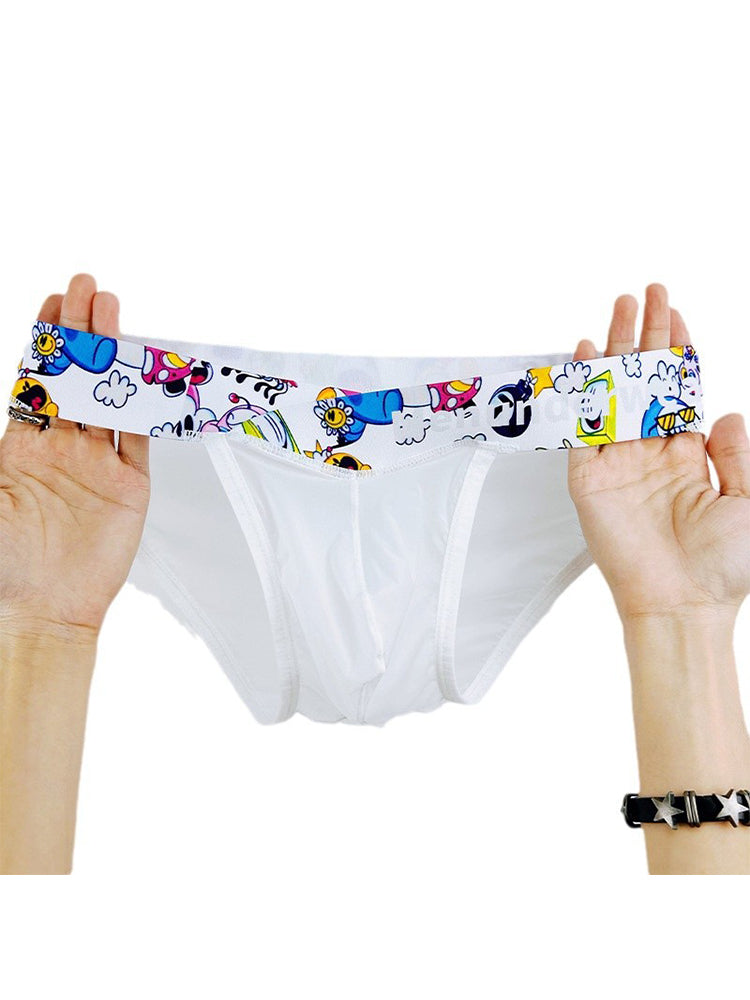 2 Pack Men's High-Cut Cartoon Waistband Breathable Semi-Transparent Bikini | dmunderwear detail image 1