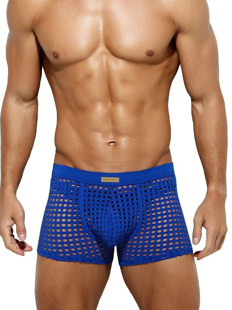 2 Pack Men's Hollow Mesh Sexy Trendy Moisture-Wicking Trunks | dmunderwear detail image 15