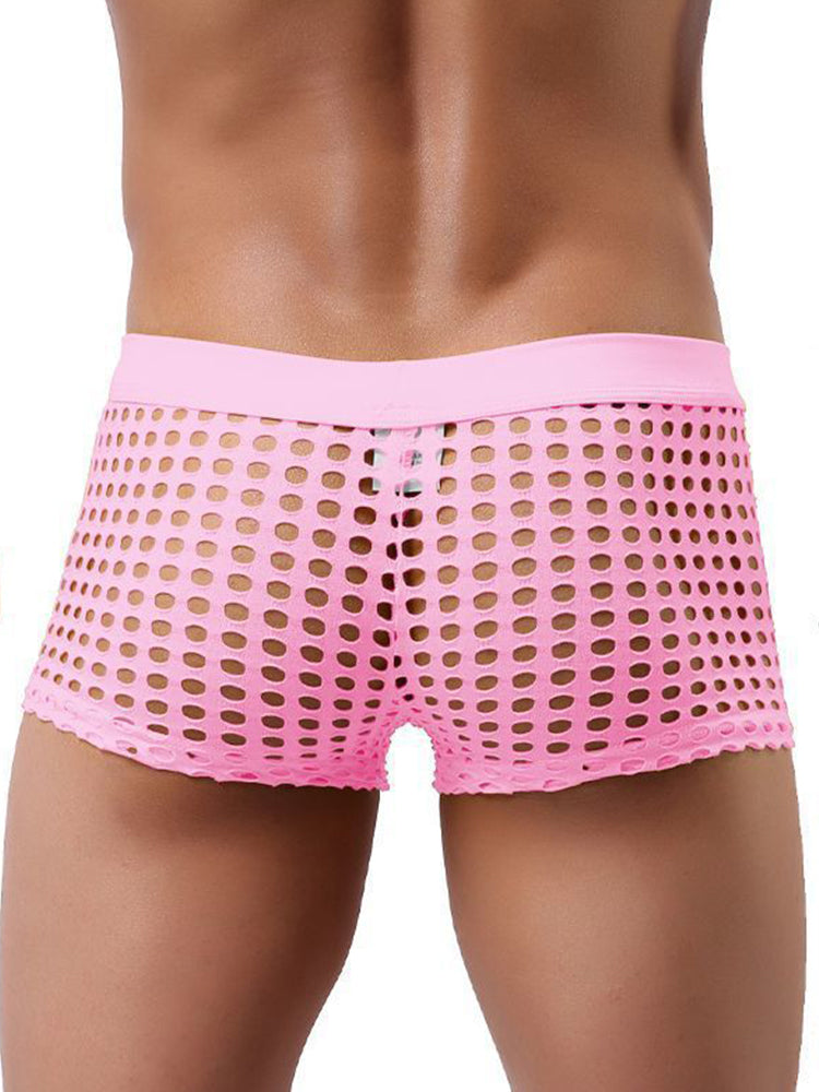 2 Pack Men's Hollow Mesh Sexy Trendy Moisture-Wicking Trunks | dmunderwear detail image 19