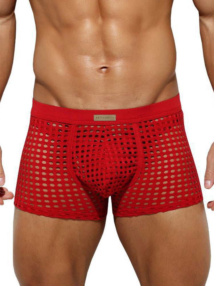 2 Pack Men's Hollow Mesh Sexy Trendy Moisture-Wicking Trunks | dmunderwear detail image 20