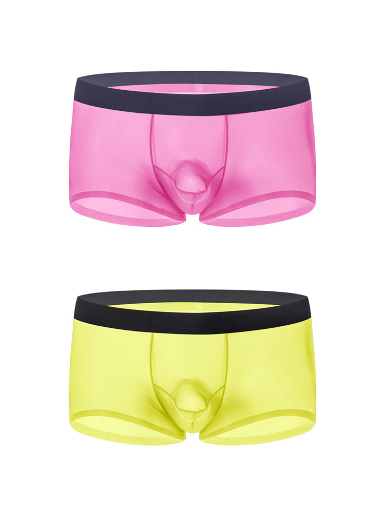 2 Pack Men's Ice Silk Separated Pouch Breathable Stretch Fit Trunks | dmunderwear detail image 14