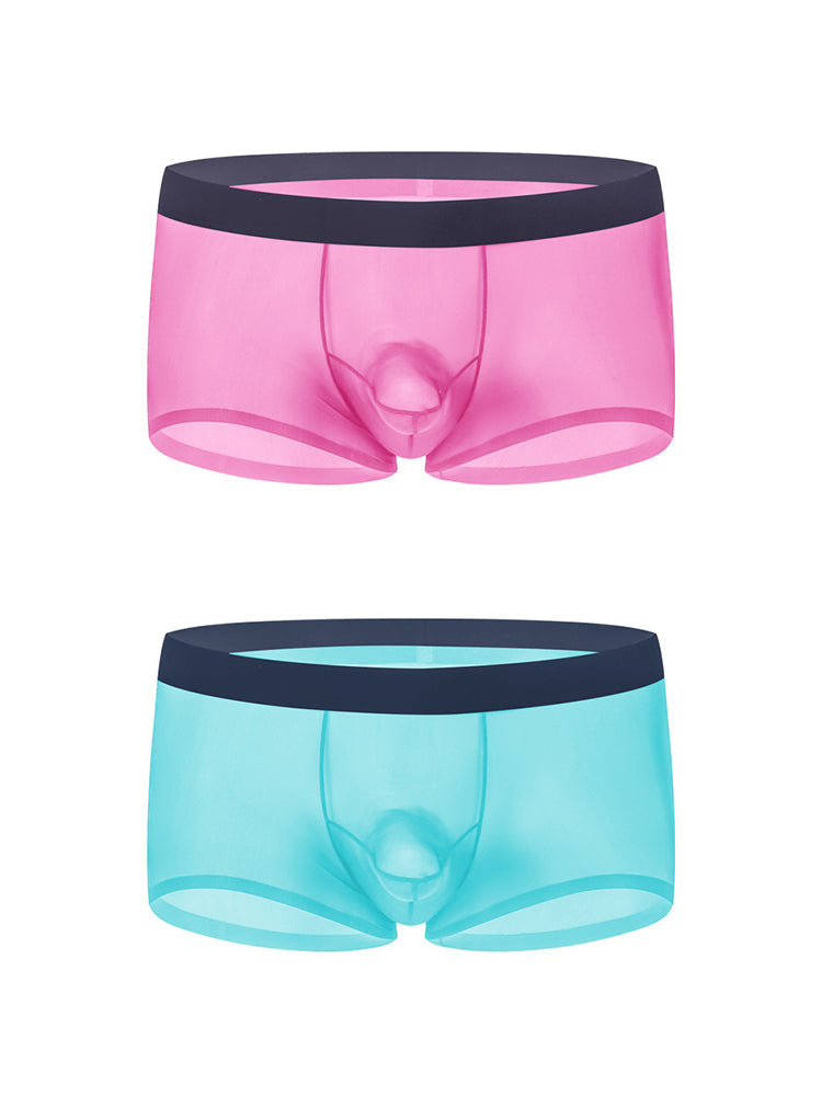 2 Pack Men's Ice Silk Separated Pouch Breathable Stretch Fit Trunks | dmunderwear detail image 19
