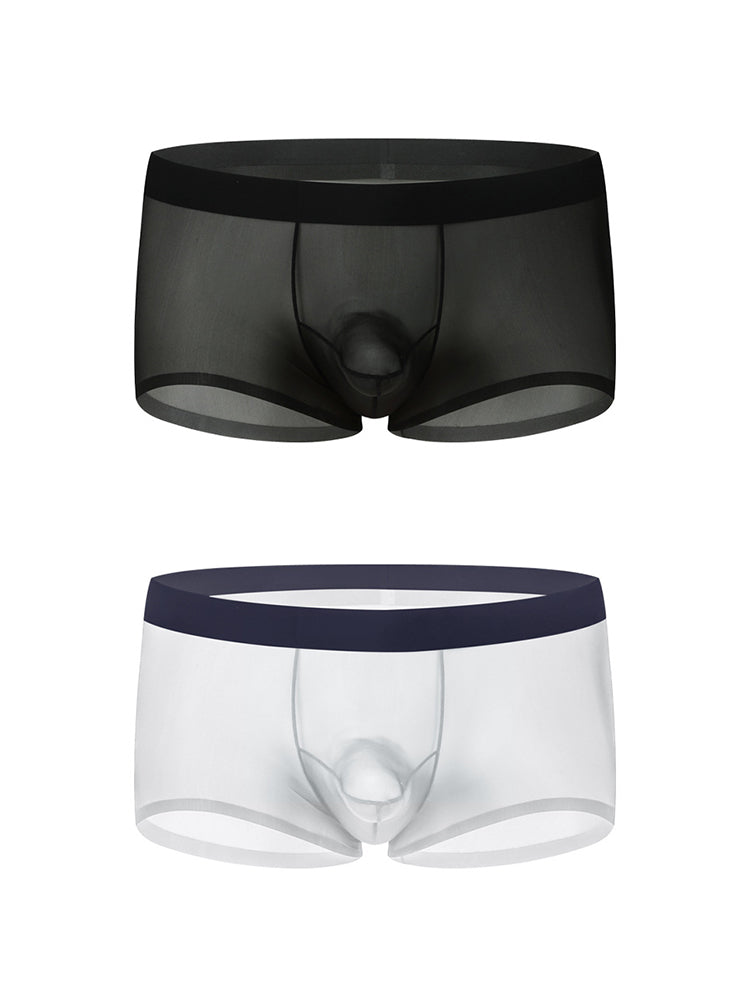 2 Pack Men's Ice Silk Separated Pouch Breathable Stretch Fit Trunks | dmunderwear variant image