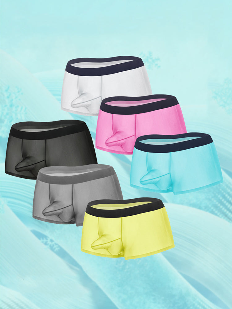2 Pack Men's Ice Silk Separated Pouch Breathable Stretch Fit Trunks | dmunderwear detail image 20