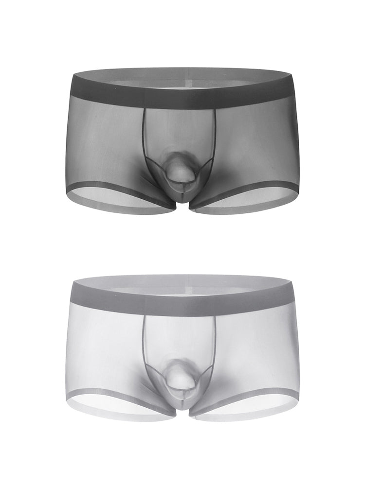 2 Pack Men's Ice Silk Separated Pouch Breathable Stretch Fit Trunks | dmunderwear detail image 8