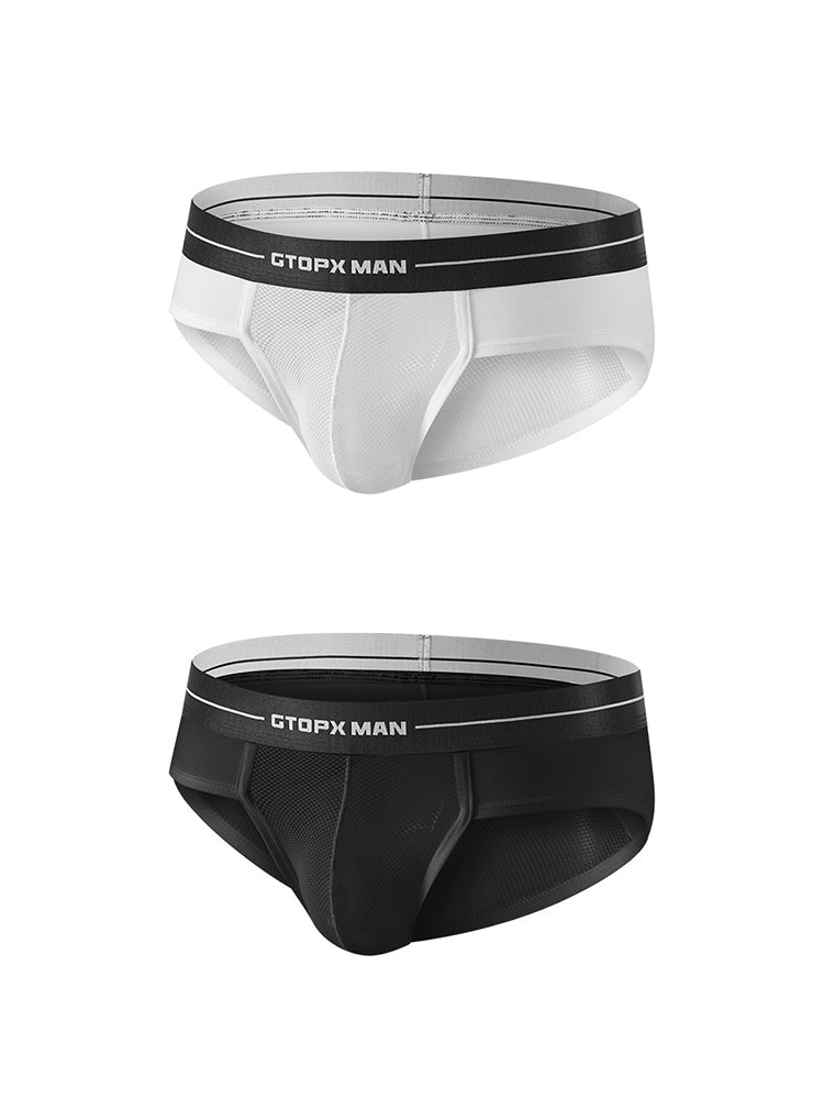 2 Pack Men's Ice Silk Supportive Fit Mesh Briefs | dmunderwear variant image