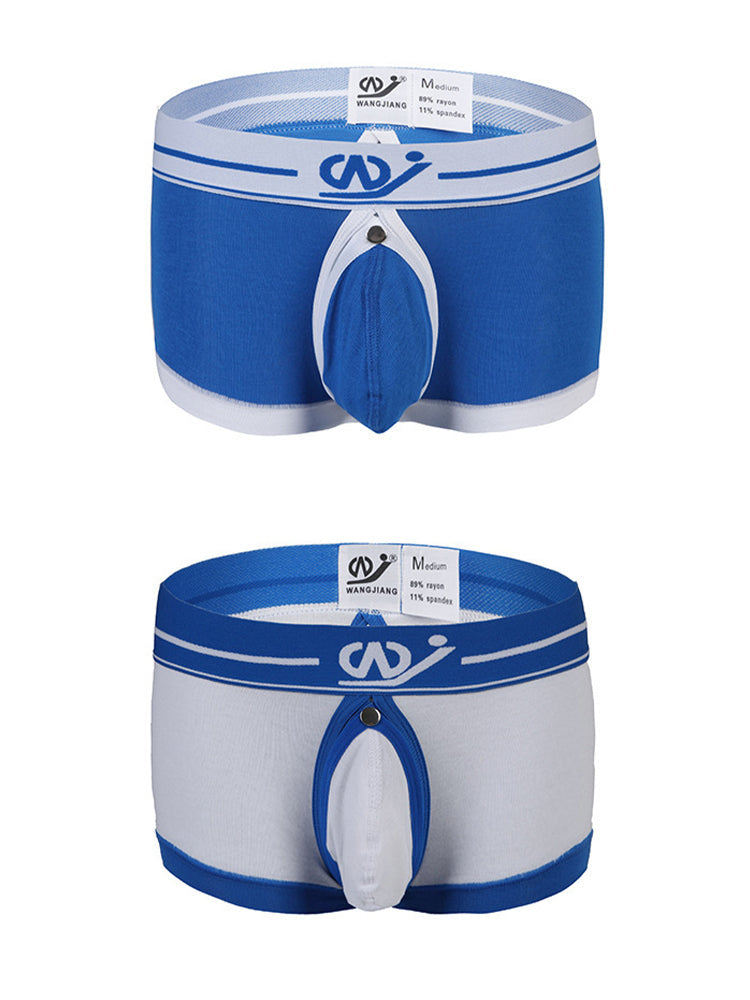 2 Pack Men's Large Pouch Back Opening Sexy Trunks | dmunderwear variant image