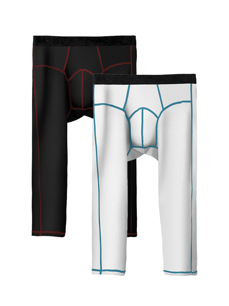 2-pack Men's Large Size High Elastic U-shaped Convex Pocket Warm Cropped Trousers | dmunderwear variant image