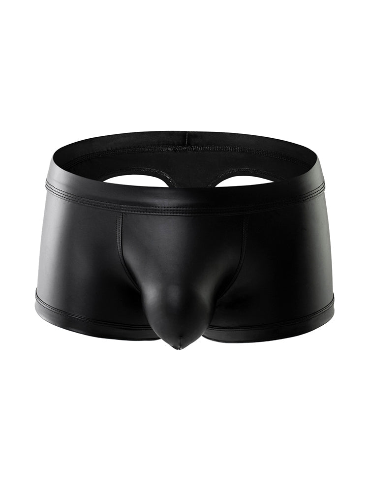 2-pack Men's Leather Hollow Hip-revealing Large Pouch Boxer Briefs | dmunderwear variant image