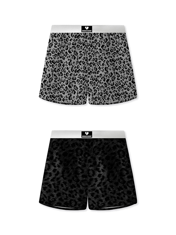 2 Pack Men's Leopard Print Anti-Odor Comfy Waistband Boxer Briefs | dmunderwear variant image
