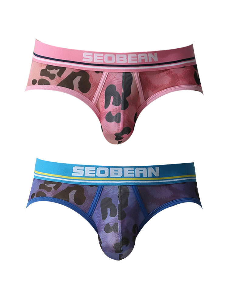 2 Pack Men's Leopard print Sexy Anti-Chafing Comfy Waistband Sporty Cut Bikini | dmunderwear variant image