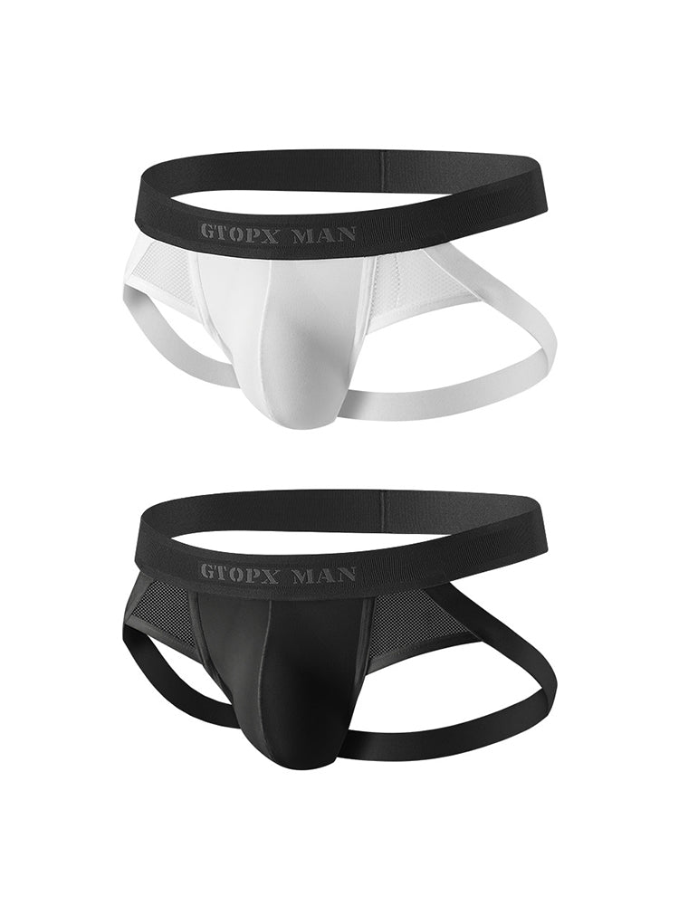 2 Pack Men's Low-Rise Ice Silk Breathable Mesh Jockstrap | dmunderwear variant image