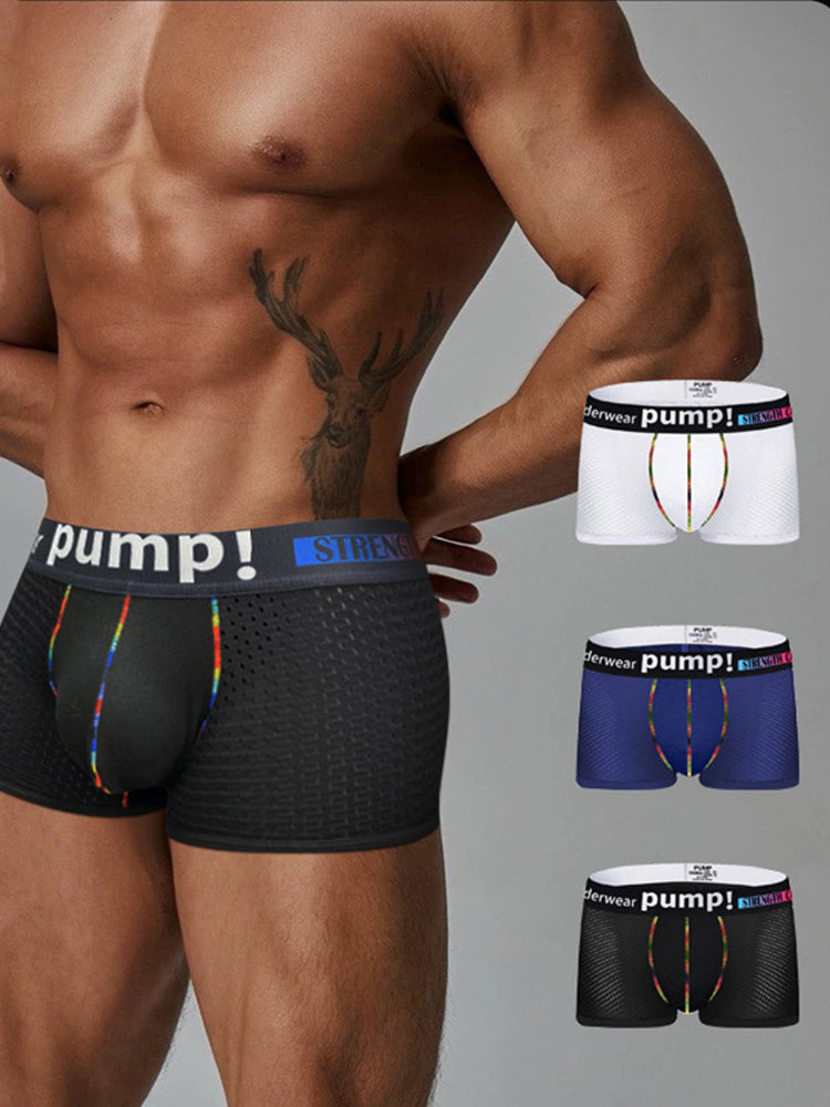2 Pack Men's Athletic Mesh Trunks with Sculpted Pouch and Stretch Fit | dmunderwear detail image 3