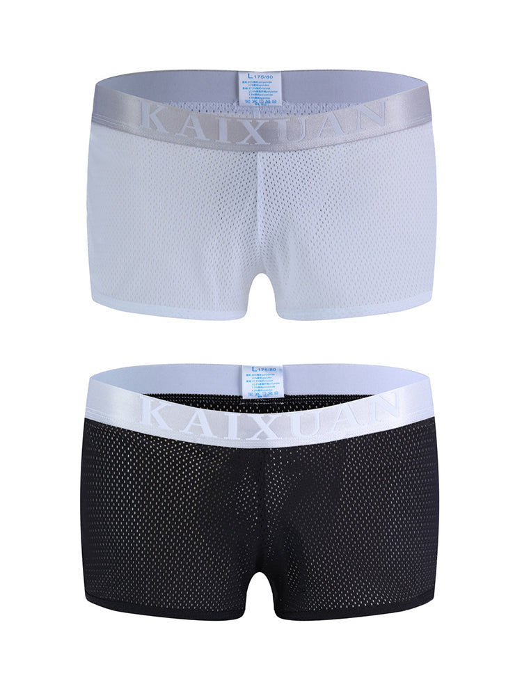 2 Pack Men's Low-Rise Mesh Breathable Home Comfort Antibacterial Trunks | dmunderwear variant image