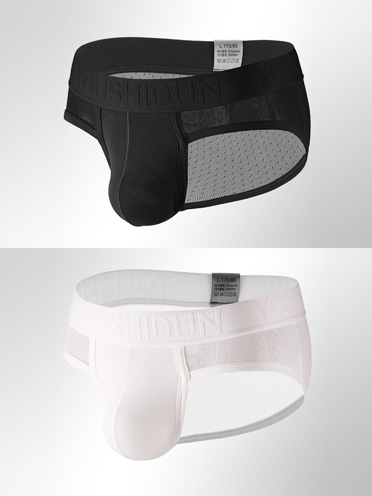 2 Pack Men's Low Rise Mesh Large Pouch U-convex Breathable Comfortable Briefs | dmunderwear variant image