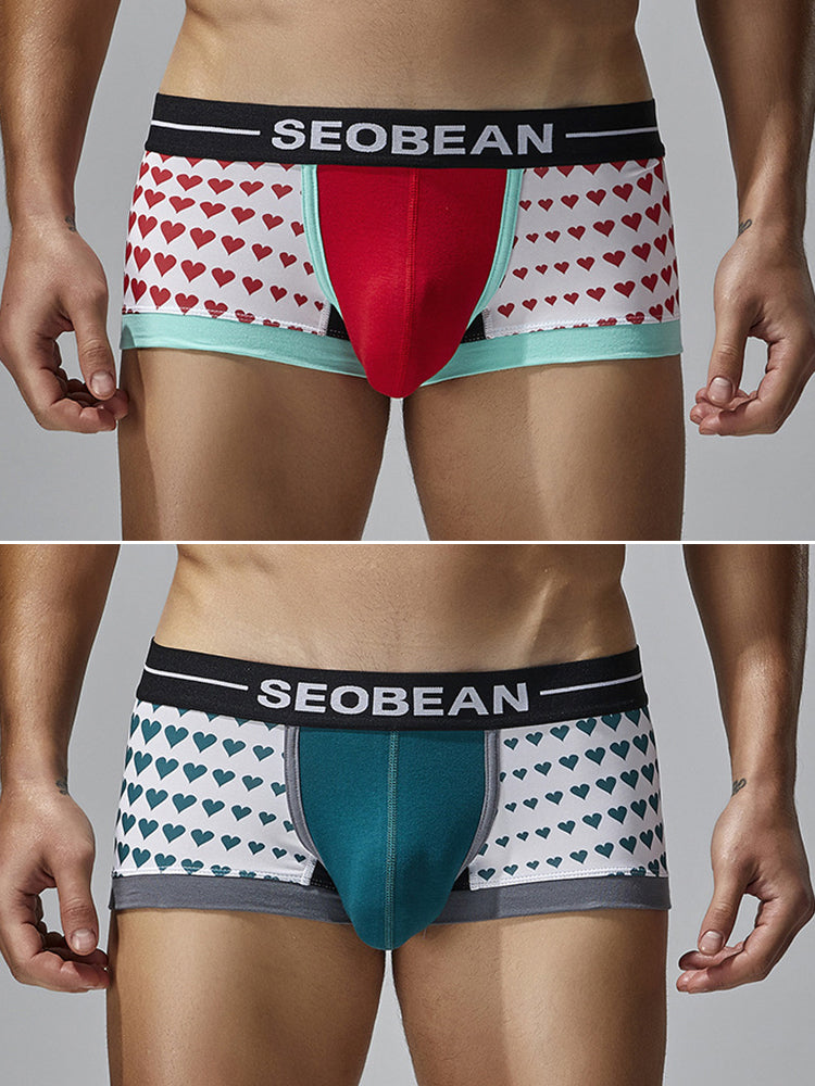 2 Pack Men's Low Rise Sexy Heart U-Shaped Pouch Boxer Briefs | dmunderwear variant image