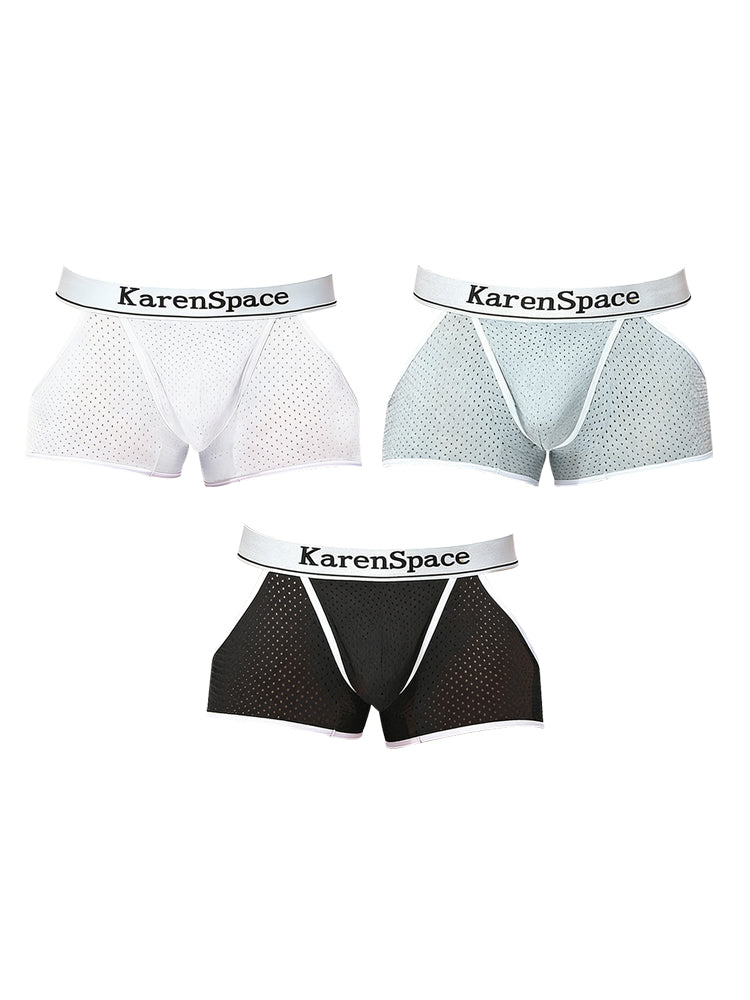 2 Pack Men's Low-Rise Side Vent & Cut-Out Design Breathable Mesh Trunks | dmunderwear variant image