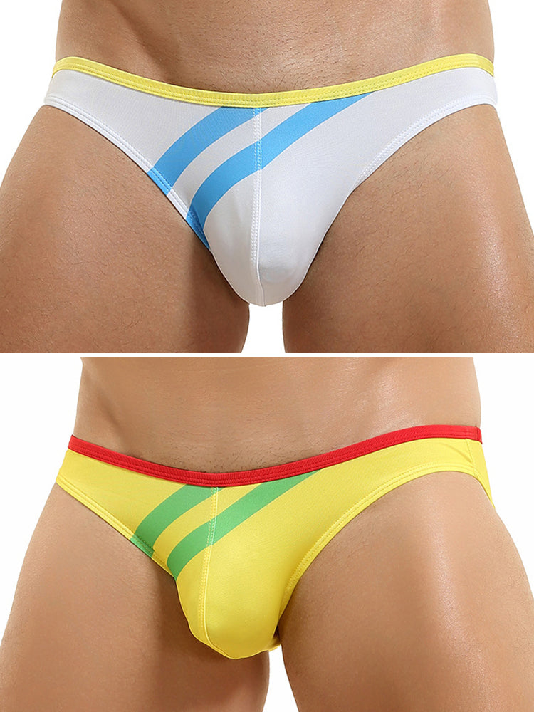 2 Pack Men's Low-rise Vibrant Stripe Bikini | dmunderwear variant image