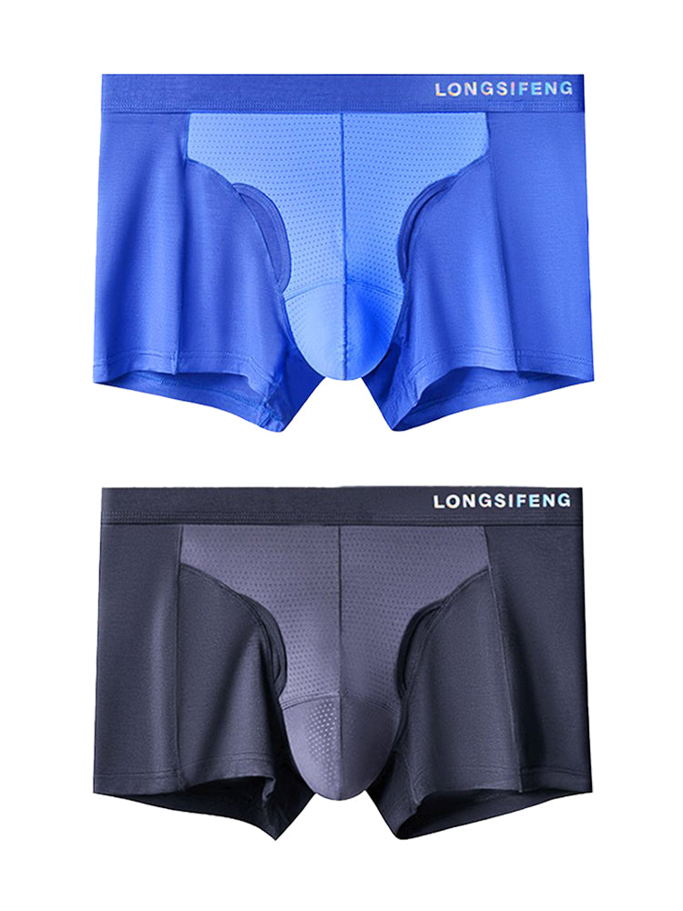 2 Pack Men's Mesh Antibacterial Support Lift & Separate Pouch Trunks | dmunderwear variant image