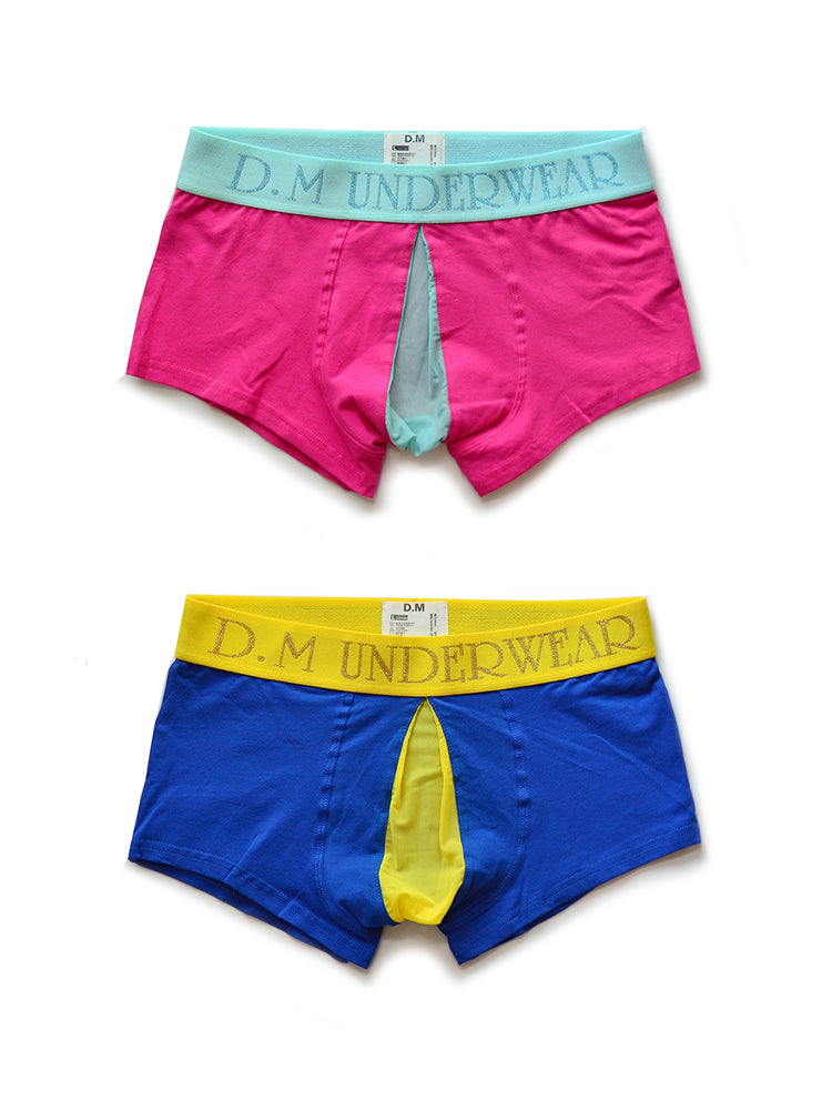 2 Pack Men's Mesh Transparent Open-Cut Cotton Mesh Trunks | dmunderwear variant image