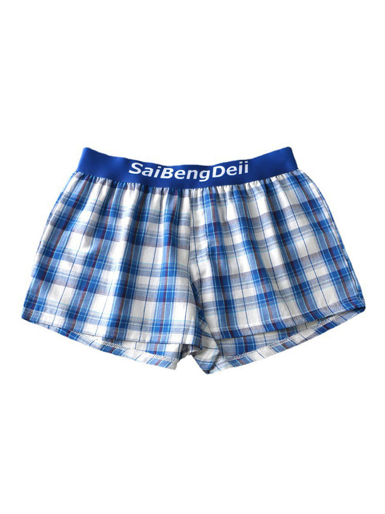 2 Pack Men's Mid-Rise Premium Cotton Plaid Quick-Dry Boxer Shorts | dmunderwear detail image 1