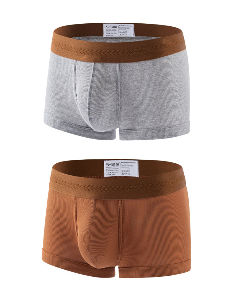 2 Pack Men's Mid-Rise Ultra Soft Premium Cotton Comfy Waistband Trunks | dmunderwear detail image 12