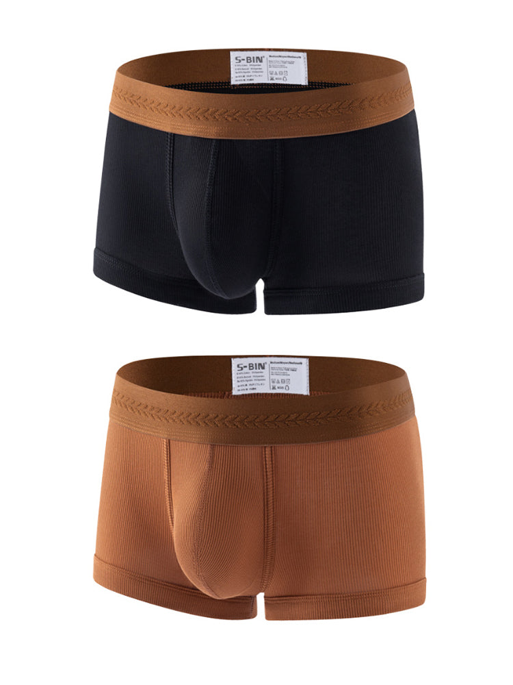 2 Pack Men's Mid-Rise Ultra Soft Premium Cotton Comfy Waistband Trunks | dmunderwear detail image 7