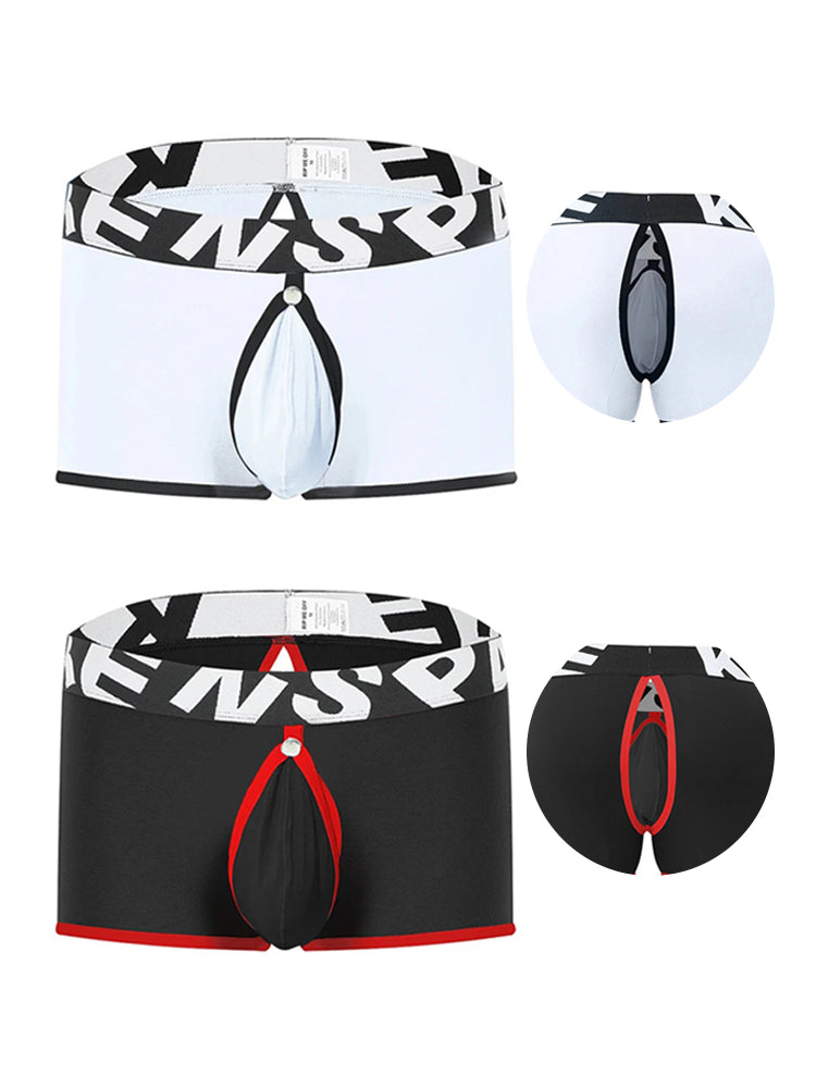 2 Pack Men's Sexy Modal Trunks with Open Front & Back and Removable Pouch | dmunderwear variant image