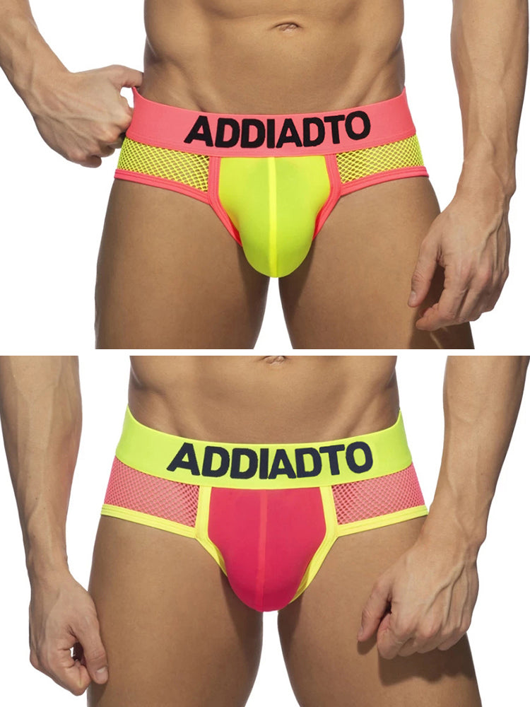 2-pack Men's Neon Mesh High-elastic U-convex Three-dimensional Pouch Sports Briefs | dmunderwear variant image