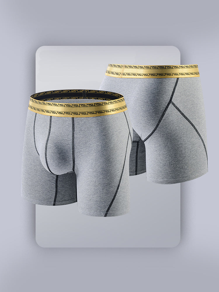 2 Pack Men's Pure Cotton Anti-Chafing Breathable Sports Boxer Briefs | dmunderwear detail image 1
