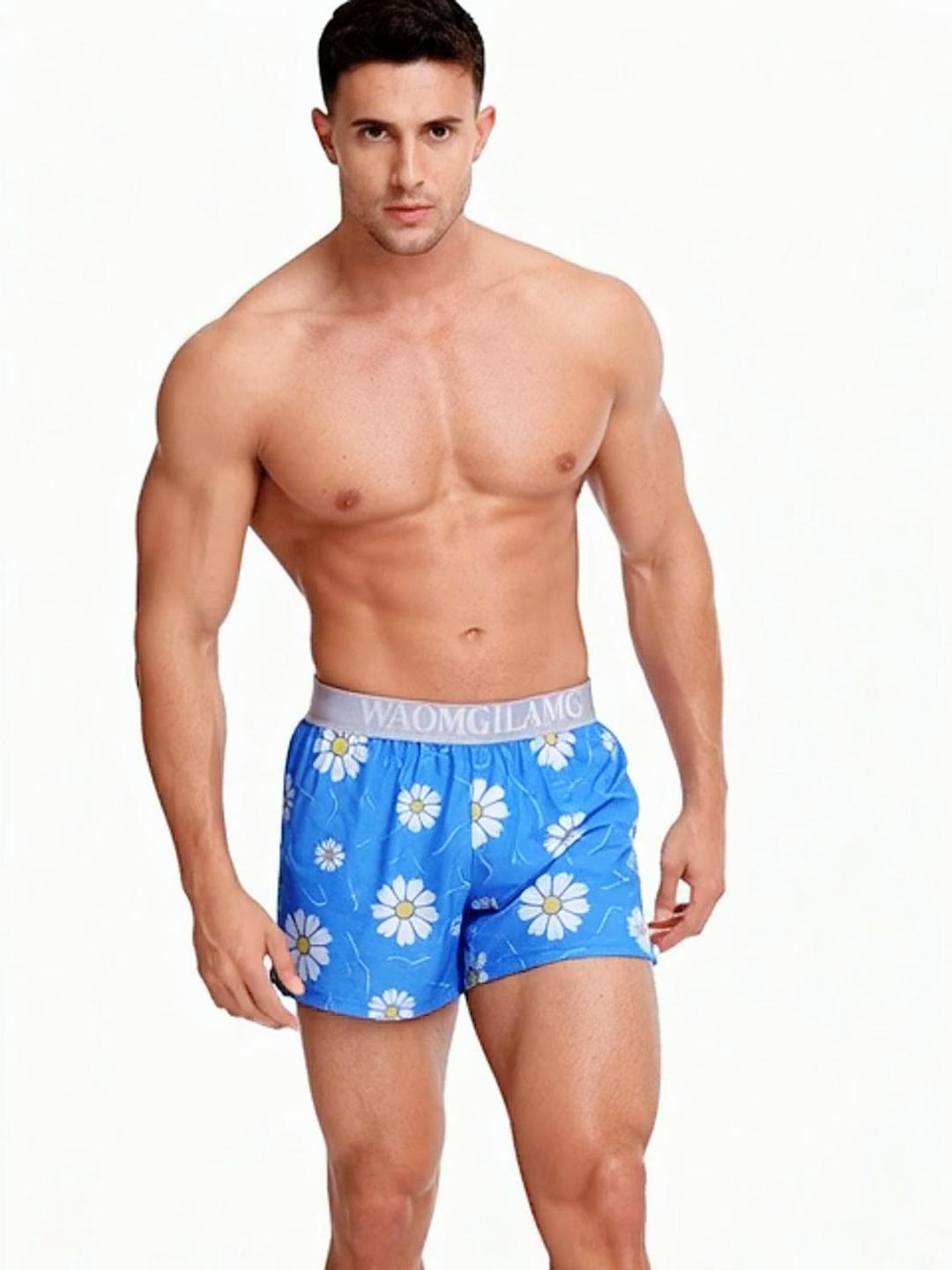 2 Pack Men's Pure Cotton Shape-Retaining Trendy Prints Mid-Rise Boxers Shorts | dmunderwear detail image 1