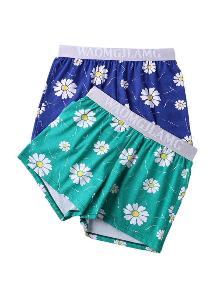 2 Pack Men's Pure Cotton Shape-Retaining Trendy Prints Mid-Rise Boxers Shorts | dmunderwear detail image 15